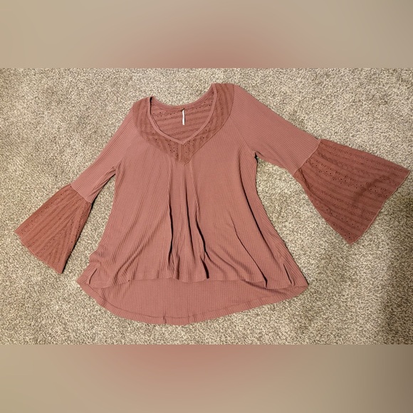 Free People Women's Mauve Lace Detail Top - Picture 1 of 4
